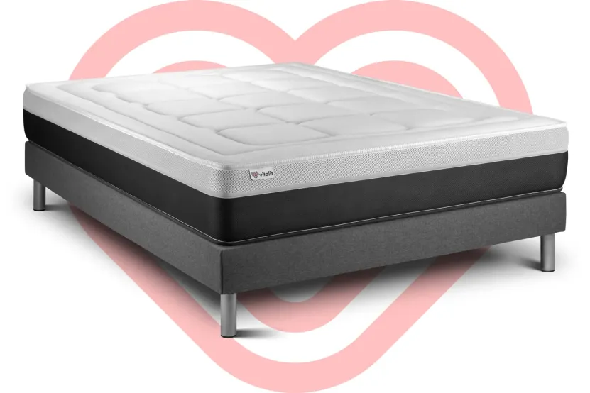 Ensemble Matelas Sommier 135x200 cm - Sommier Gris (en kit) - Vital Form