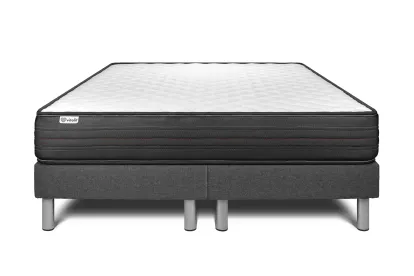 Ensemble Matelas Sommier 200x200 cm - 2 Sommiers Gris - Vitalpower