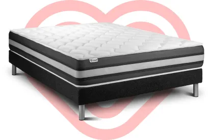 Ensemble Matelas Sommier 160x200 cm - Sommier Noir (déjà monté) - Vitalspring Zen