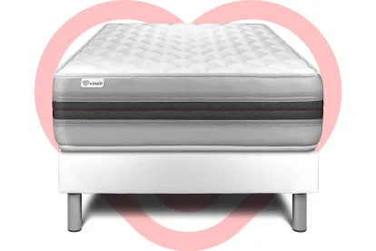 Ensemble Matelas Sommier 90x190 cm - Sommier Blanc (déjà monté) - Vitalmemo Back