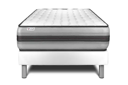 Ensemble Matelas Sommier 120x190 cm - Sommier Blanc (en kit) - Vitalpower Recover