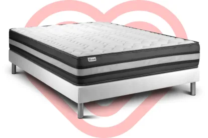 Ensemble Matelas Sommier 135x190 cm - Sommier Blanc (en kit) - Vital Power Zen