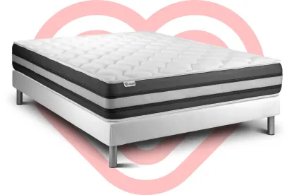 Ensemble Matelas Sommier 140x200 cm - Sommier Blanc (déjà monté) - Vitalspring Zen