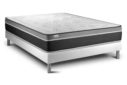 Ensemble Matelas Sommier 160x220 cm - Sommier Blanc (en kit) - Vital Care