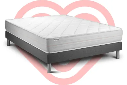 Ensemble Matelas Sommier 130x200 cm - Sommier Gris (en kit) - Vitalmemo
