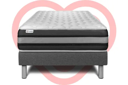 Ensemble Matelas Sommier 90x190 cm - Sommier Gris (en kit) - Vitalspring Zen