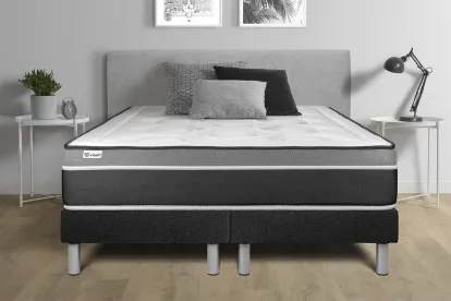 Sommier Tapissier 2x 100x200 cm - H29 cm - Toile - Noir