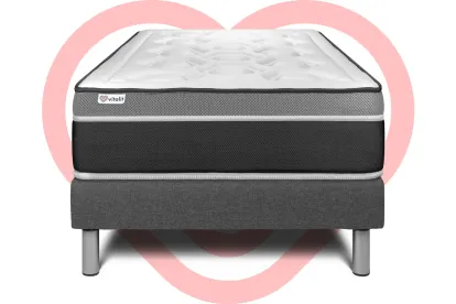 Ensemble Matelas Sommier 90x200 cm - Sommier Gris (en kit) - Vital Care