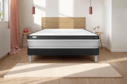 Ensemble Matelas Sommier 160x190 cm - Sommier Noir (en kit) - Vital Ergo
