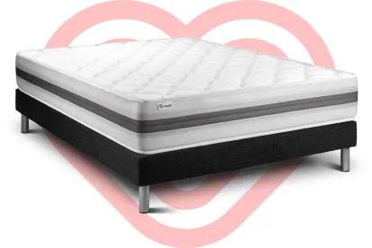Ensemble Matelas Sommier 140x200 cm - Sommier Noir (déjà monté) - Vitalmemo Back
