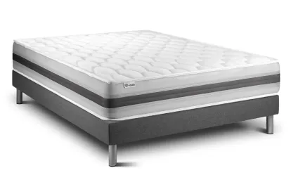 Ensemble Matelas Sommier 135x190 cm - Sommier Gris (en kit) - Vitalspring Recover