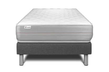 Ensemble Matelas Sommier 90x190 cm - Sommier Gris (en kit) - Vitalmemo