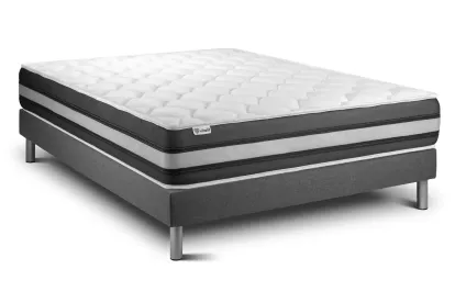 Ensemble Matelas Sommier 140x200 cm - Sommier Gris (déjà monté) - Vitalspring Zen