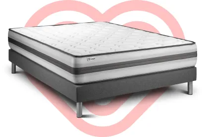 Ensemble Matelas Sommier 160x200 cm - Sommier Gris (déjà monté) - Vitalpower Recover