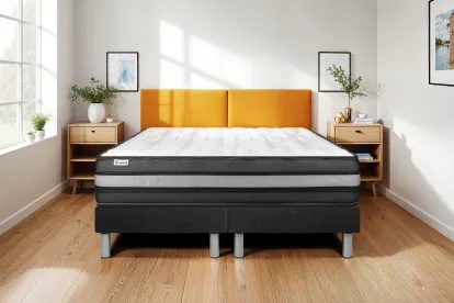 Ensemble Matelas Sommier 200x200 cm - 2 Sommiers Noir - Vital Power Zen