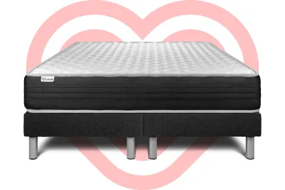 Ensemble Matelas Sommier 160x200 cm - 2 Sommiers Noir - Vitalmemo One
