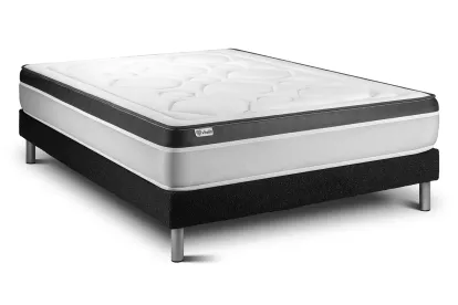 Ensemble Matelas Sommier 150x190 cm - Sommier Noir (en kit) - Vital Ergo