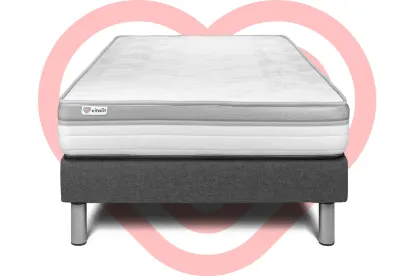 Ensemble Matelas Sommier 90x200 cm - Sommier Gris (en kit) - Vital Relax