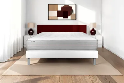 Ensemble Matelas Sommier 135x190 cm - Sommier Blanc (en kit) - Vitalmemo