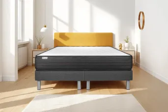 Ensemble Matelas Sommier 200x200 cm - 2 Sommiers Gris - Vitalpower