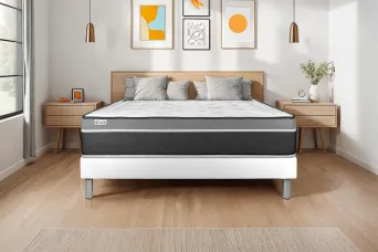Ensemble Matelas Sommier 135x190 cm - Sommier Blanc (en kit) - Vital Care