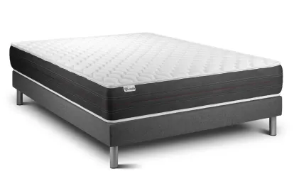 Ensemble Matelas Sommier 130x200 cm - Sommier Gris (en kit) - Vitalspring