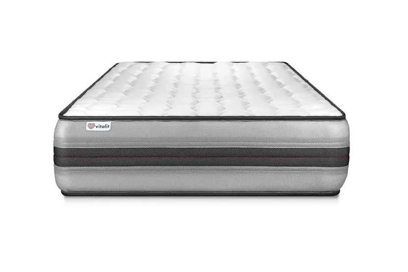 Ensemble Matelas Sommier 90x190 cm - Sommier Noir (déjà monté) - Vitalpower Recover