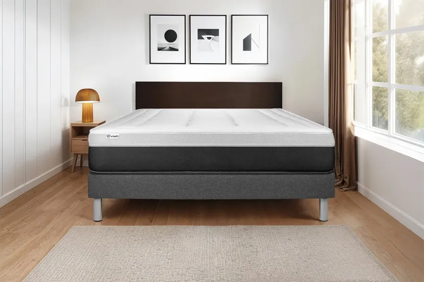 Ensemble Matelas Sommier 180x220 cm - Sommier Gris (en kit) - Vital Form