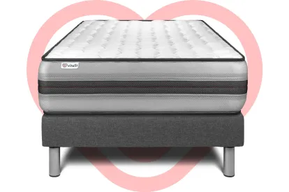 Ensemble Matelas Sommier 90x200 cm - Sommier Gris (déjà monté) - Vitalpower Recover