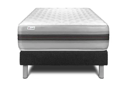 Ensemble Matelas Sommier 90x190 cm - Sommier Noir (en kit) - Vitalmemo Back