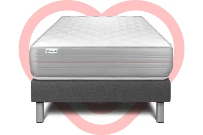 Ensemble Matelas Sommier 90x200 cm - Sommier Gris (en kit) - Vitalmemo