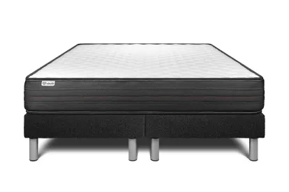 Ensemble Matelas Sommier 200x200 cm - 2 Sommiers Noir - Vitalpower