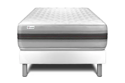 Ensemble Matelas Sommier 120x200 cm - Sommier Blanc (en kit) - Vitalmemo Back