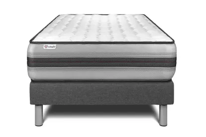 Ensemble Matelas Sommier 120x200 cm - Sommier Gris (en kit) - Vitalpower Recover