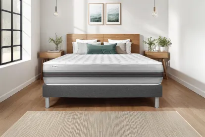 Ensemble Matelas Sommier 135x190 cm - Sommier Gris (en kit) - Vitalspring Recover