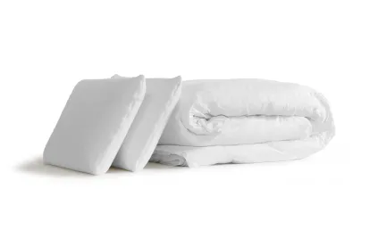Pack lit complet 160x200 cm - Matelas + Sommier Gris (en kit) + 2 oreillers + Couette - Vital Relax