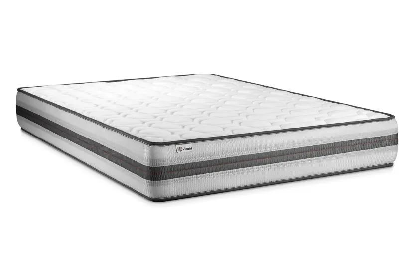 Ensemble Matelas Sommier 160x190 cm - Sommier Gris (en kit) - Vitalpower Recover