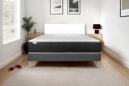 Ensemble Matelas Sommier 180x220 cm - Sommier Gris (en kit) - Vitalmemo One