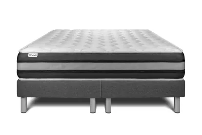 Ensemble Matelas Sommier 180x200 cm - 2 Sommiers Gris - Vitalspring Zen