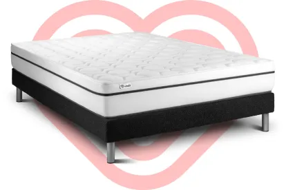 Ensemble Matelas Sommier 150x200 cm - Sommier Noir (en kit) - Vital Spa