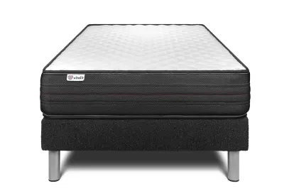 Ensemble Matelas Sommier 120x200 cm - Sommier Noir (en kit) - Vitalpower