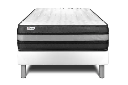 Ensemble Matelas Sommier 90x200 cm - Sommier Blanc (en kit) - Vital Power Zen
