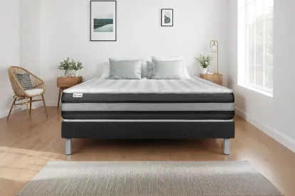 Ensemble Matelas Sommier 180x200 cm - Sommier Noir (en kit) - Vitalspring Zen