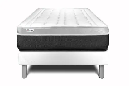 Ensemble Matelas Sommier 90x200 cm - Sommier Blanc (en kit) - Vital Soft