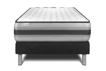Ensemble Matelas Sommier 90x200 cm - Sommier Noir (déjà monté) - Vitalpower Recover