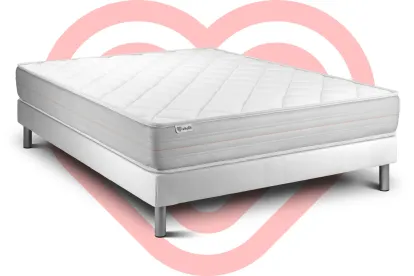 Ensemble Matelas Sommier 180x220 cm - Sommier Blanc (en kit) - Vitalmemo