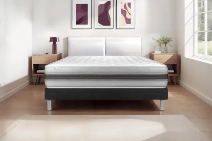 Ensemble Matelas Sommier 90x190 cm - Sommier Noir (en kit) - Vitalmemo Back