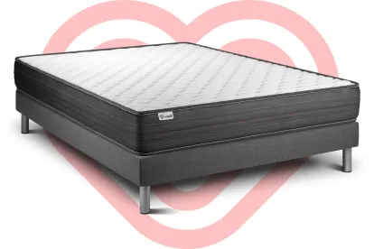 Ensemble Matelas Sommier 140x220 cm - Sommier Gris (en kit) - Vitalpower