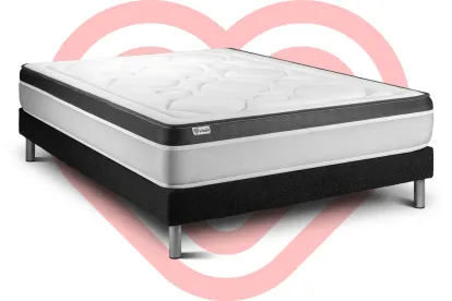 Ensemble Matelas Sommier 150x200 cm - Sommier Noir (en kit) - Vital Ergo