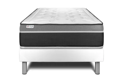 Ensemble Matelas Sommier 90x200 cm - Sommier Blanc (en kit) - Vital Care